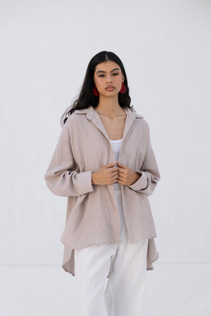 Cotton Muslin Shirt in Cafe