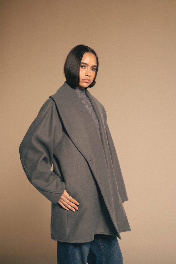 Double Breasted Cardigan in Dark Grey