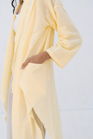 Long Drape Cardigan In Yellow