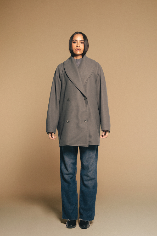 Double Breasted Cardigan in Dark Grey