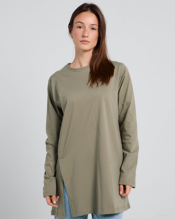 Easy To Do It Long Sleeve Tee in Olive