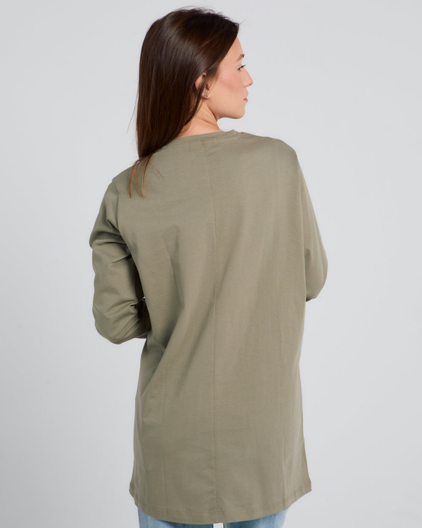 Easy To Do It Long Sleeve Tee in Olive