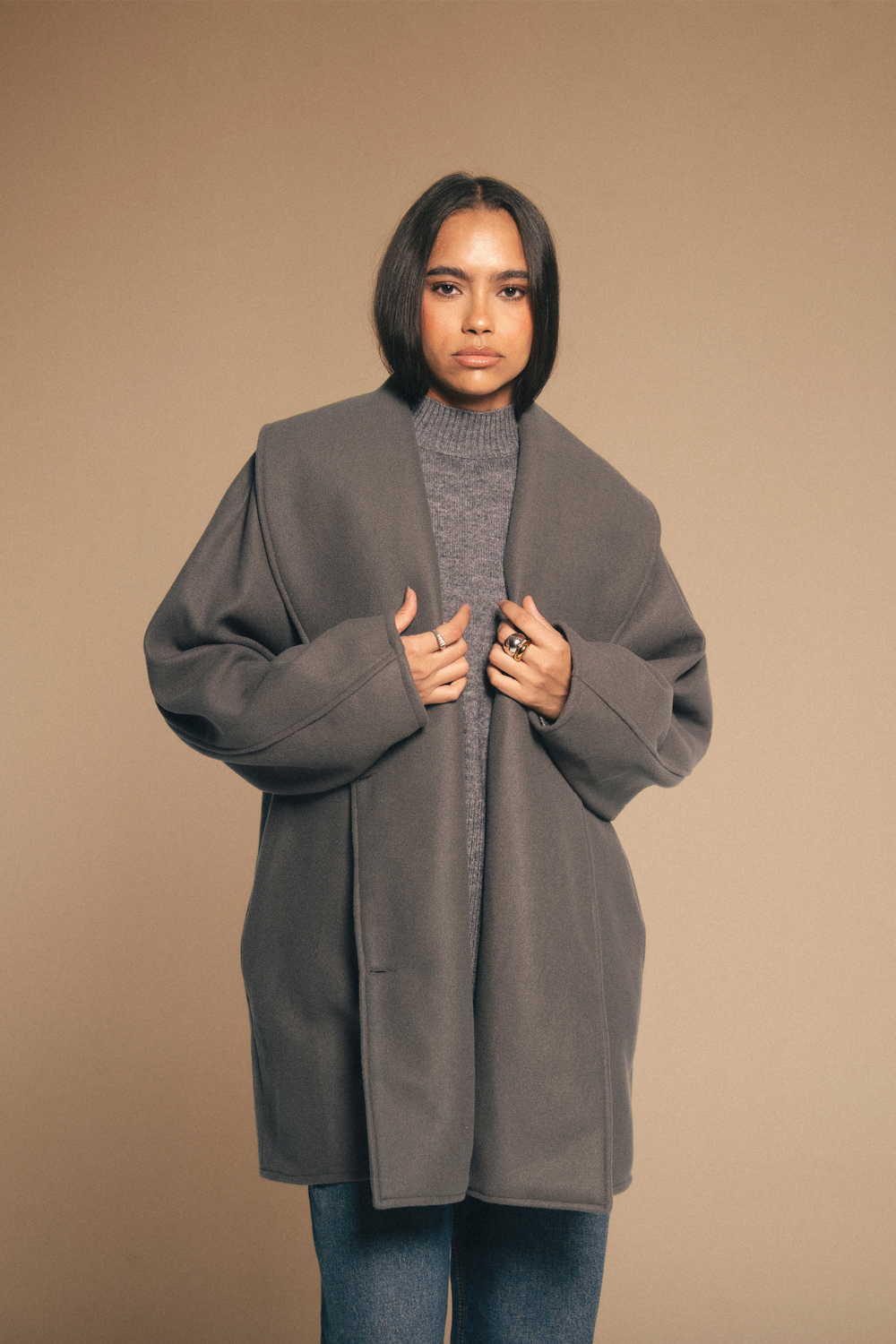 Double Breasted Cardigan in Dark Grey