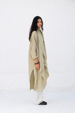 Long Drape Cardigan in Olive