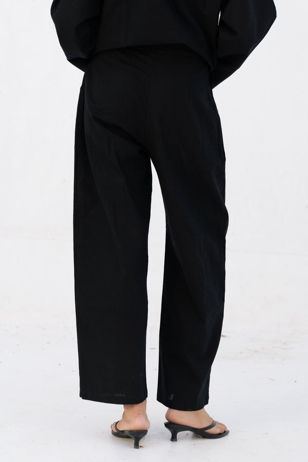 Front Pleated Pants in Black