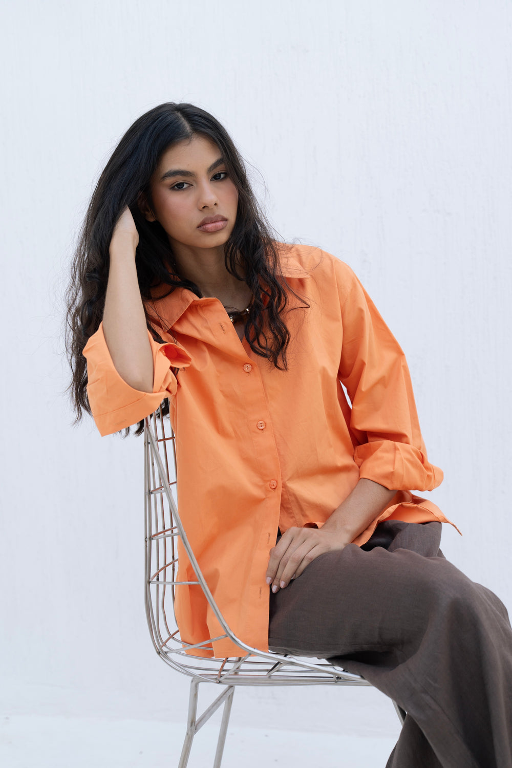 Poplin Shirt in Orange