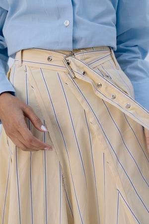 Belted Poplin Skirt in Yellow