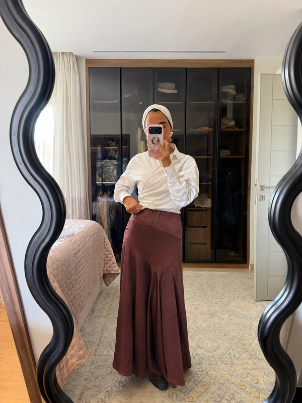 Multi Cut Skirt in Brown