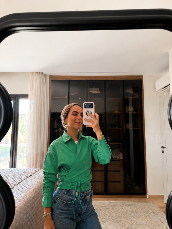 Tied-to-You Cropped Shirt in Green