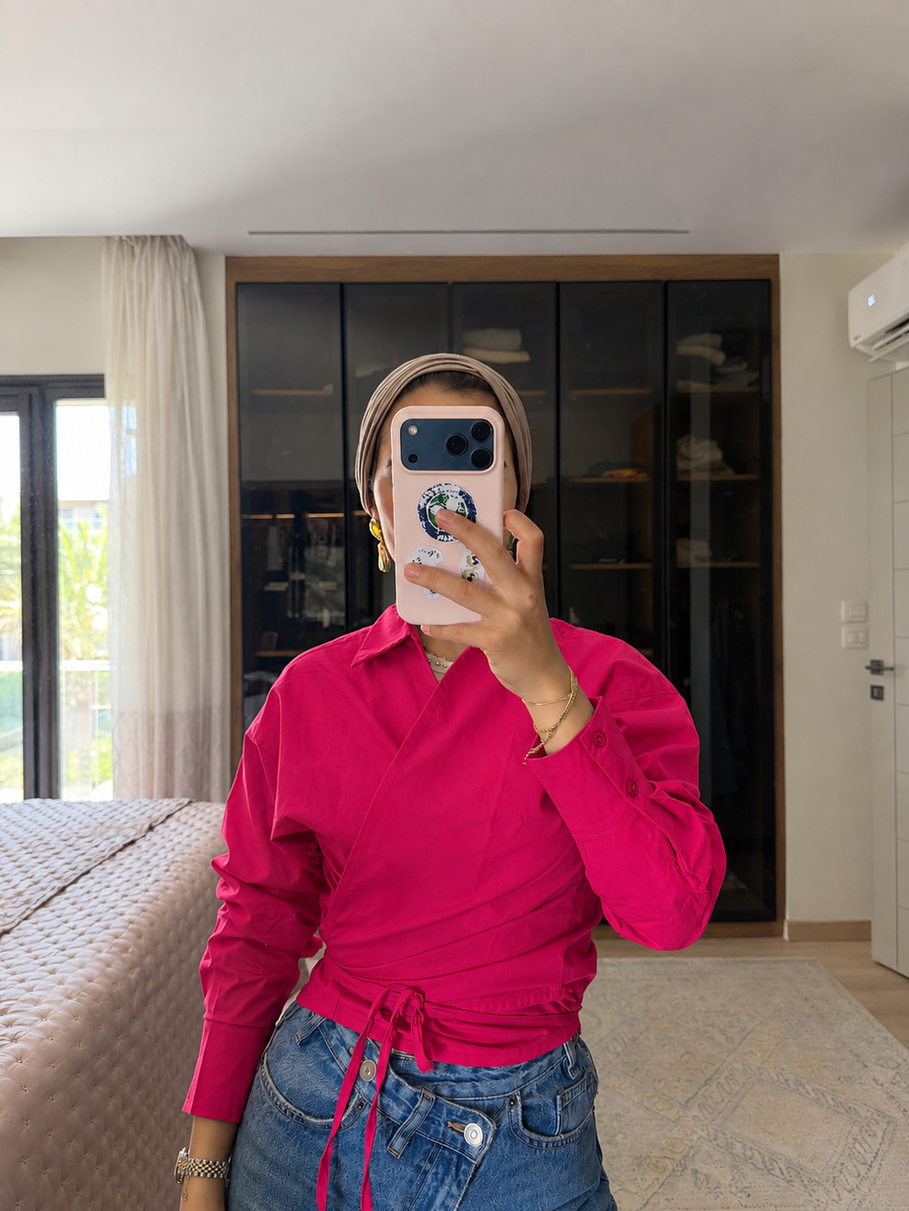 Tied-to-You Cropped Shirt in Fuchsia