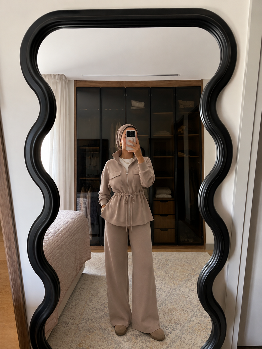 Ultra Soft Drawstring Set in Beige