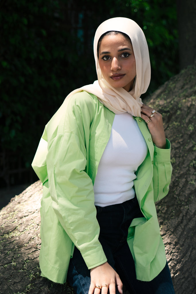 Urban Poplin Shirt in Lime