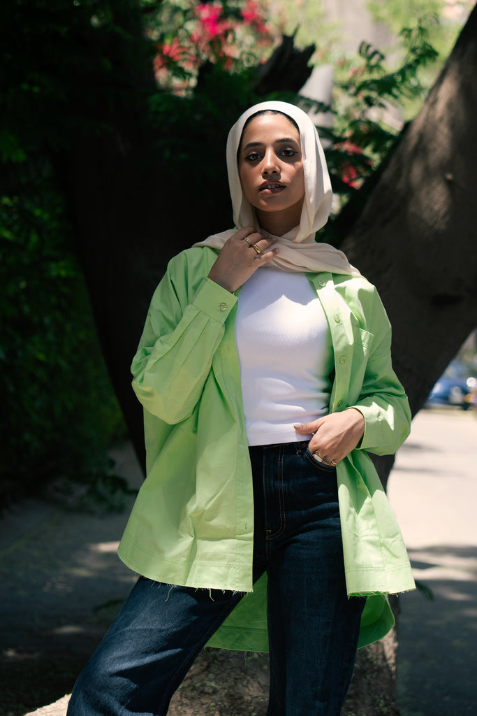 Urban Poplin Shirt in Lime
