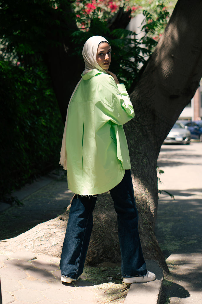 Urban Poplin Shirt in Lime