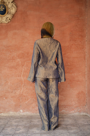 Mandarin Taffeta Set in Olive