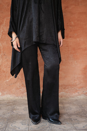 Satin Cape Set in Black