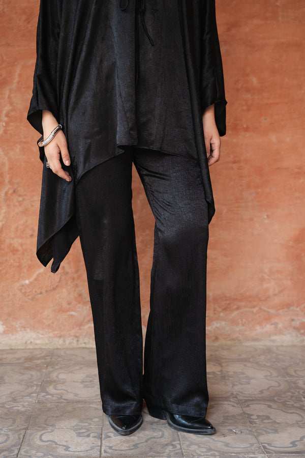 Satin Cape Set in Black