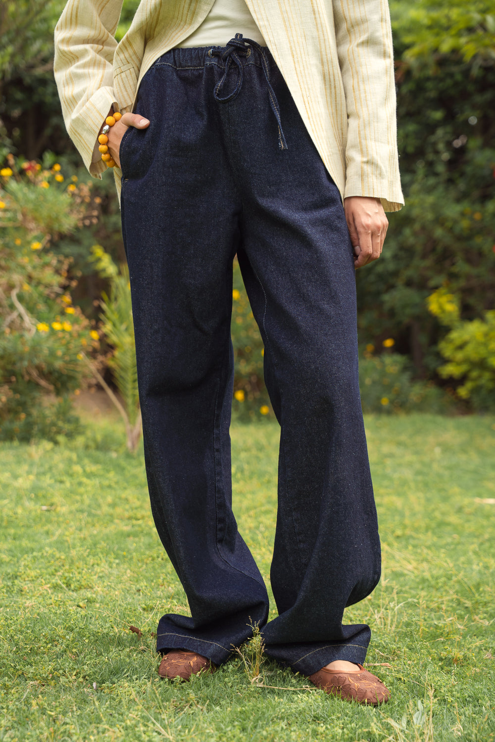 Drawstring Denim Pants