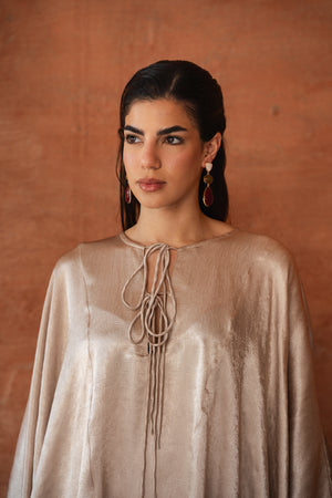 Satin Cape Set in Beige