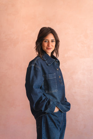 Denim Polo Shirt in Dark Blue