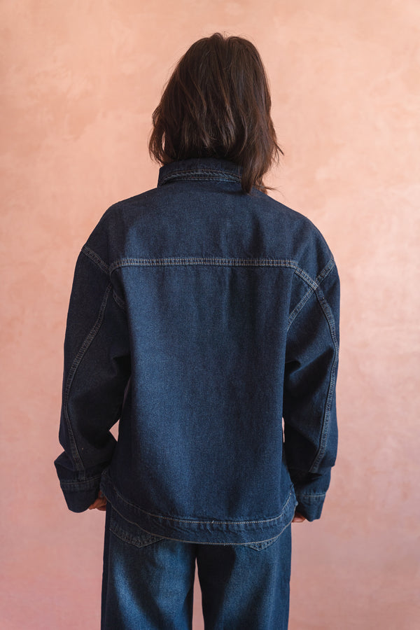 Denim Polo Shirt in Dark Blue