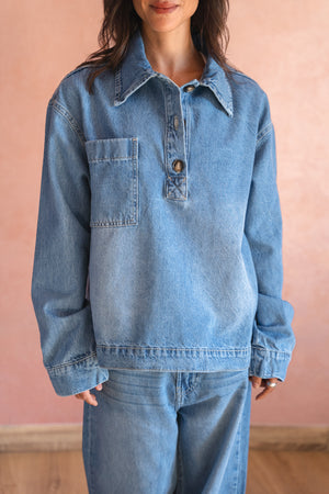 Denim Polo in Light Blue