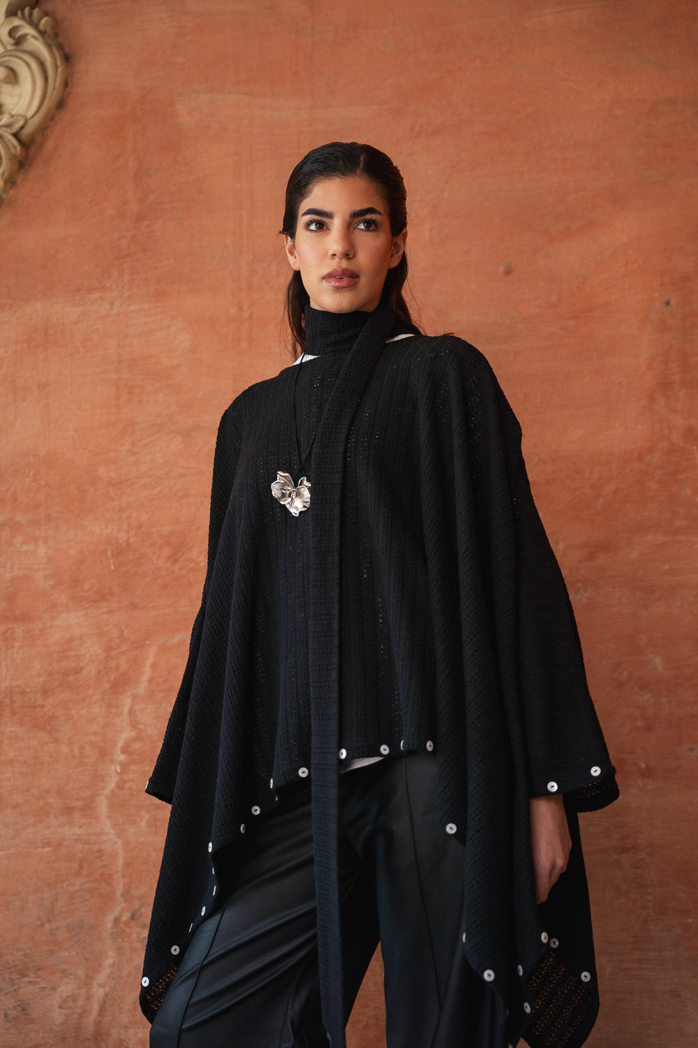 Studded Cape Top in Black