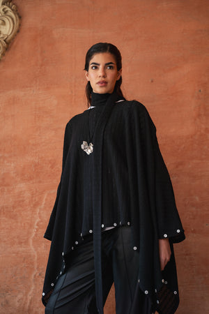 Studded Cape Top in Black