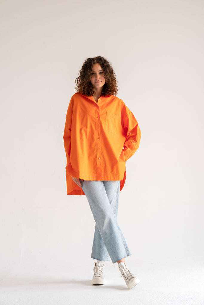 Urban Poplin Shirt in Orange