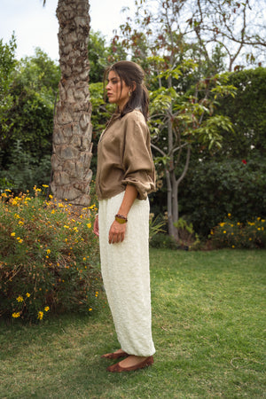 Balloon Lace Pants in White