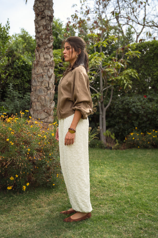 Balloon Lace Pants in White