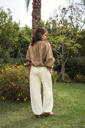 Linen Bomber Jacket in Light Brown