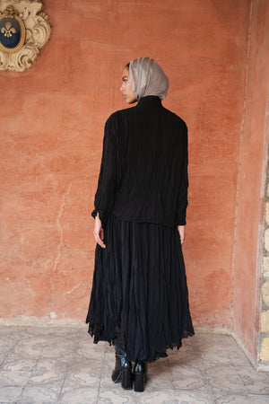 Crinkled Chiffon Top in Black