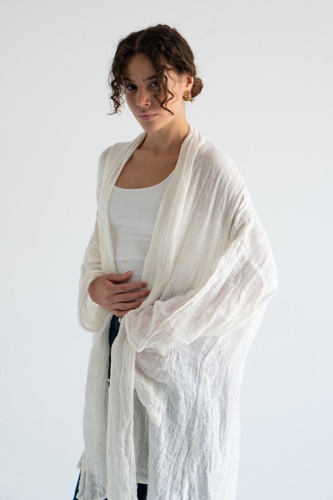 Mesh Kimono in Off-white