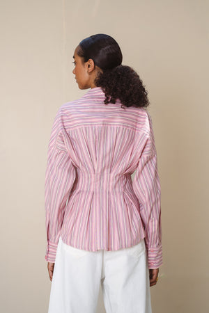 Fitted Waist Cotton Shirt in Rose
