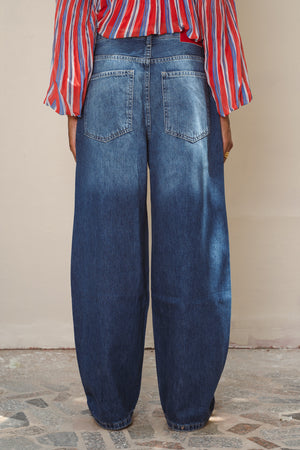 Baggy Balloon Denim Pants in Blue