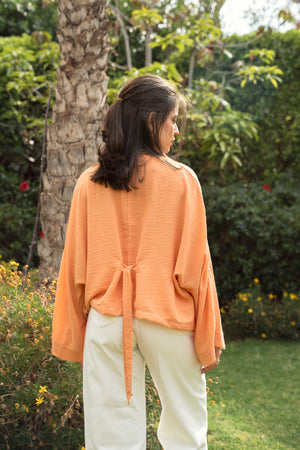 Back-Tie Top in Orange