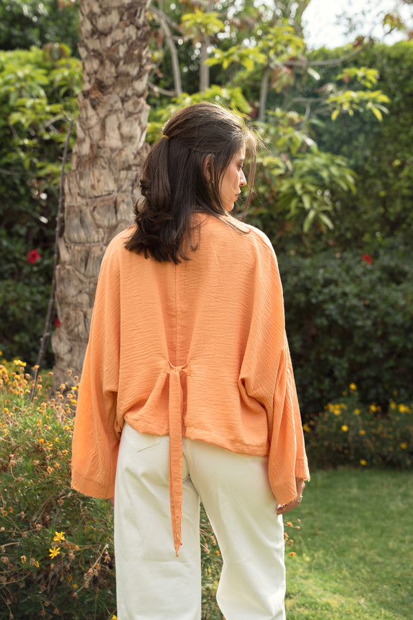 Back-Tie Top in Orange