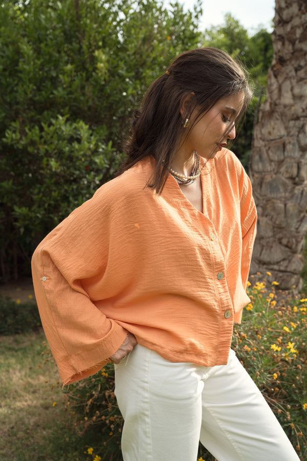 Back-Tie Top in Orange