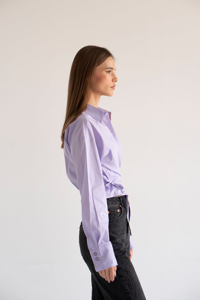Tied-to-You Cropped Shirt in Lilac