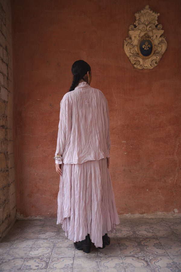 Crinkled Chiffon Skirt in Nude