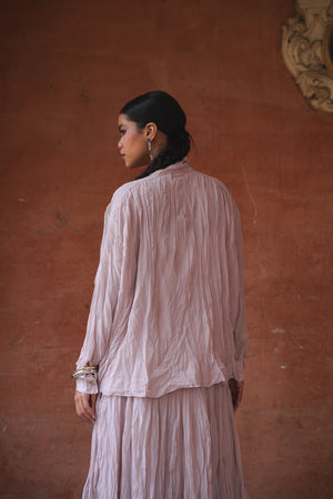 Crinkled Chiffon Top in Nude