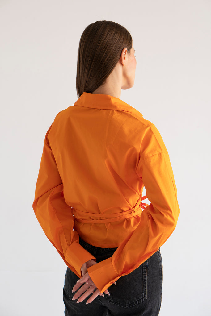 Tied-to-You Cropped Shirt in Deep Orange