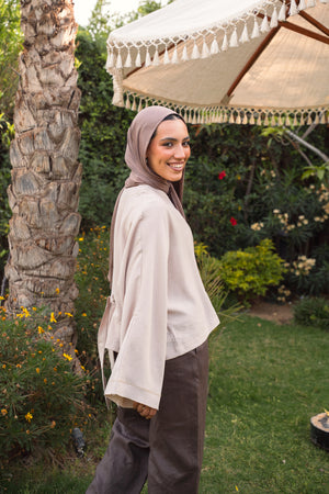 Back-Tie Top in Beige