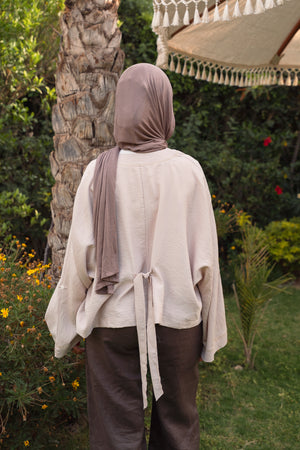 Back-Tie Top in Beige