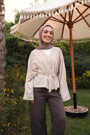 Back-Tie Top in Beige
