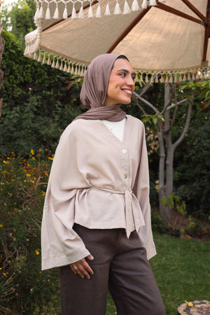 Back-Tie Top in Beige