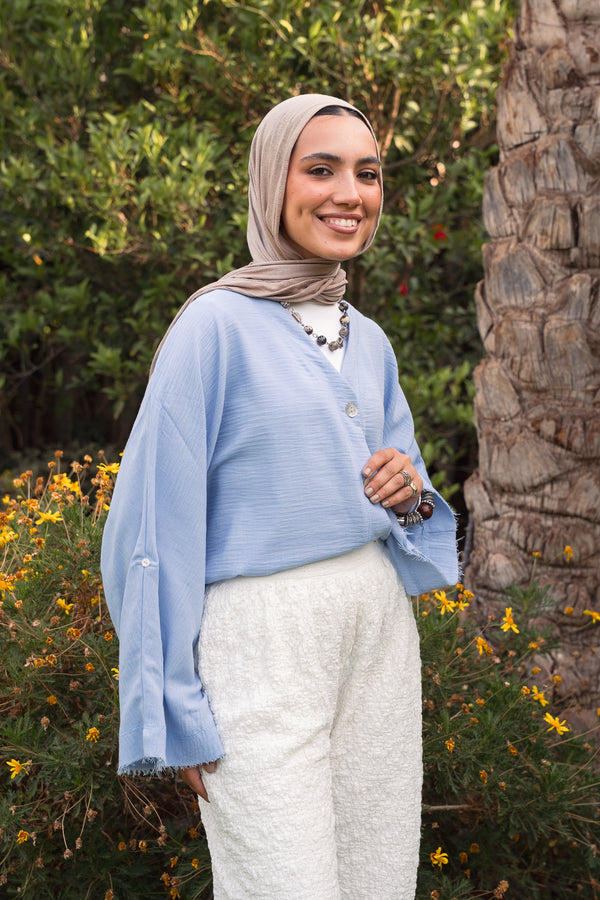 Back-Tie Top in Baby Blue