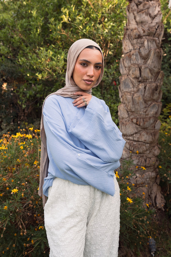 Back-Tie Top in Baby Blue
