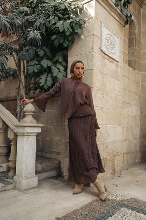 Crushed Chiffon Set in Brown